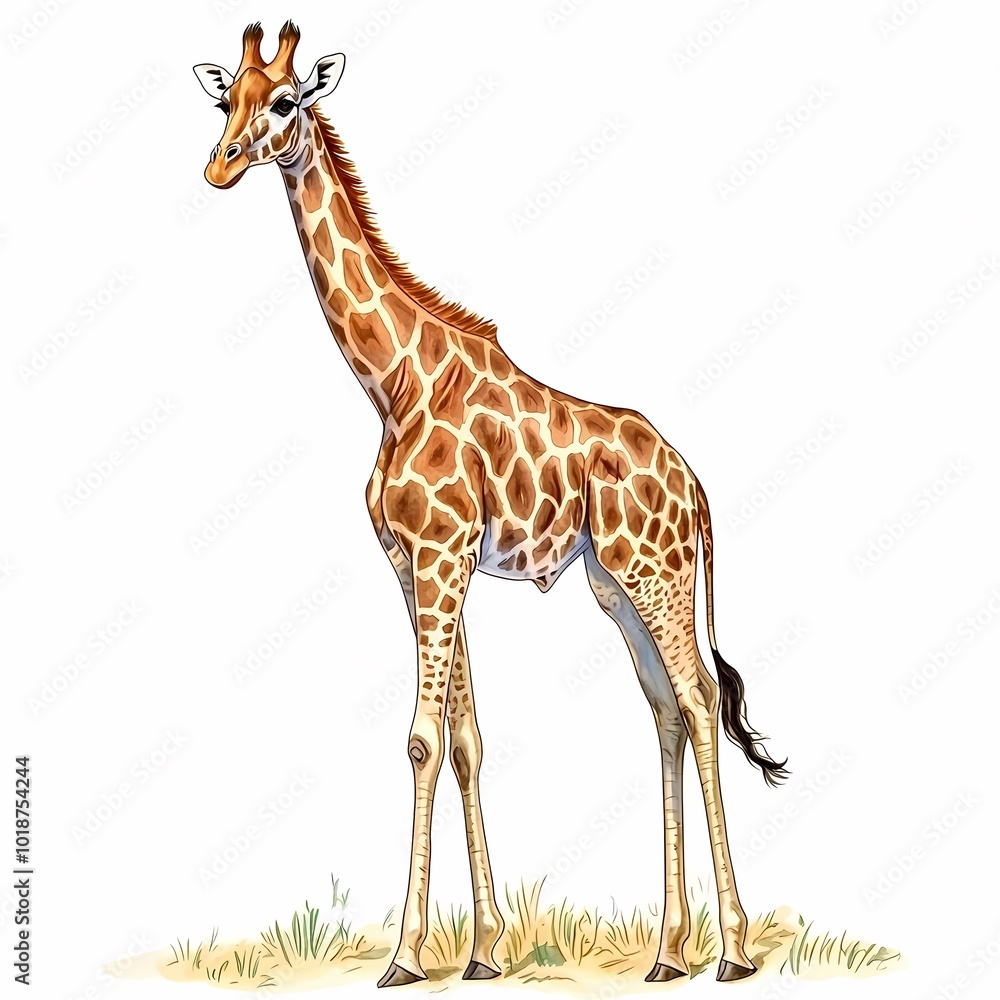 Fototapeta premium Hand-Drawn Giraffe Wildlife Protection Poster