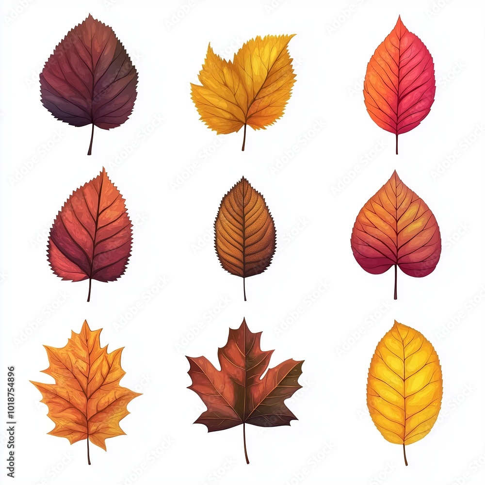 autumn leaves set on white background autumn leaves set on white background