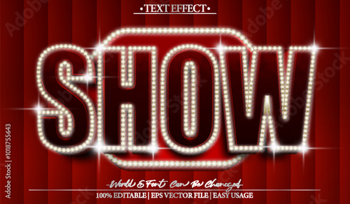 Show Vector Text Effect Editable Alphabet Red Cinematic Movie Standup Stage Nightclub