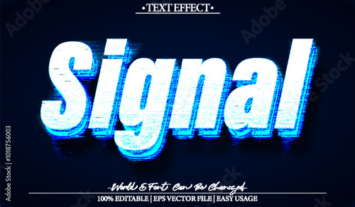Signal Vector Text Effect Editable Alphabet Wifi Digital Tech Blue