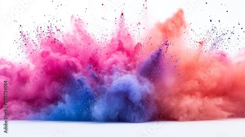 Wallpaper Mural A vibrant explosion of pink, blue, and orange powder against a white background. Torontodigital.ca