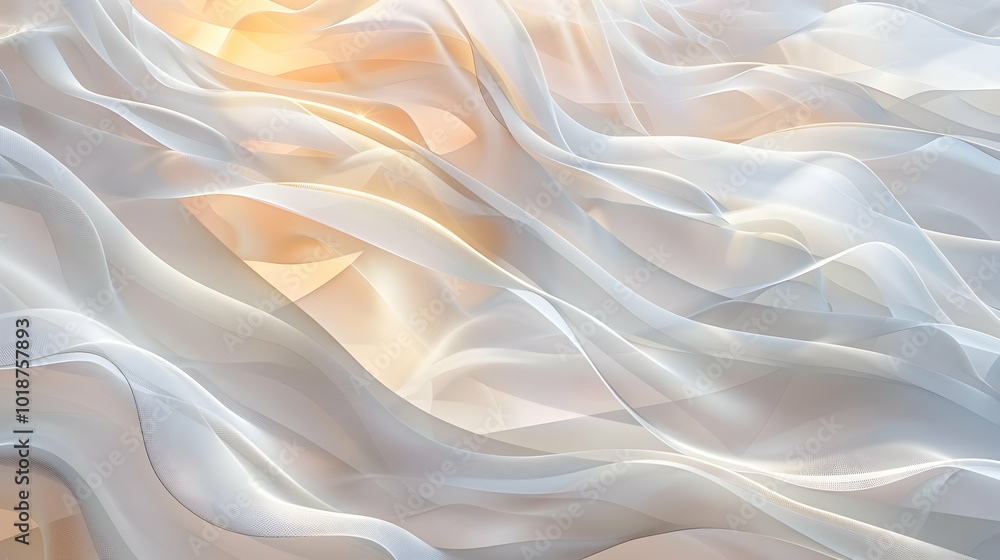 Obraz premium Elegant Swirls of Pure White Fabric: A Soft Background Design 