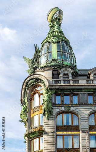 Dome of the famous Singer House in the historic center of the Saint Petersburg. Was built 1904