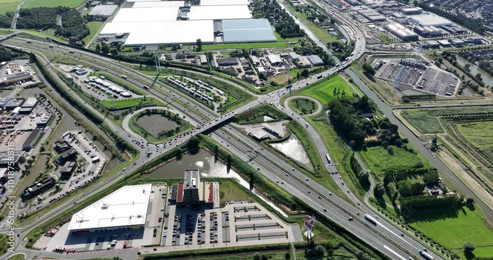 Traffic infrastructure highway in the Netherlands. Transporation and mobility by road. Traffic infrastructure highway in the Netherlands. Transporation and mobility by road.