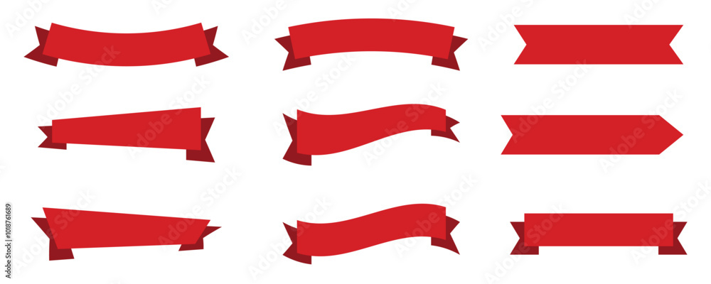Vector red ribbons set for banner promotion and advertising Vector red ribbons set for banner promotion and advertising