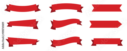 Vector red ribbons set for banner promotion and advertising