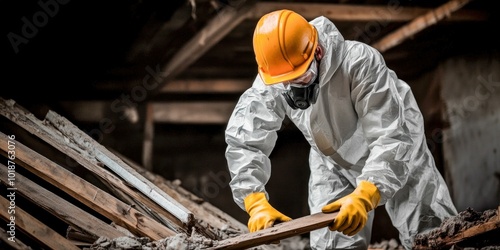 Worker in Protective Gear Inspecting Construction Site