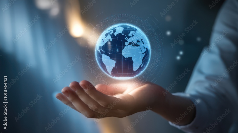 A human hand gently holds a glowing globe, symbolizing technology and global connection. Radiant light emanates from the sphere, highlighting the importance of innovation. A human hand gently holds a glowing globe, symbolizing technology and global connection. Radiant light emanates from the sphere, highlighting the importance of innovation.