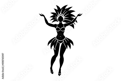  Brazilian Samba Dancer Silhouette Vector Illustration