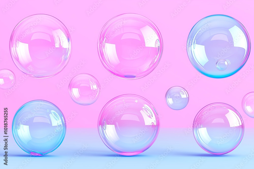 Obraz premium A Collection of Glossy, Multicolored Bubbles Floating, Texture for Background, High Resolution Wallpaper or Background
