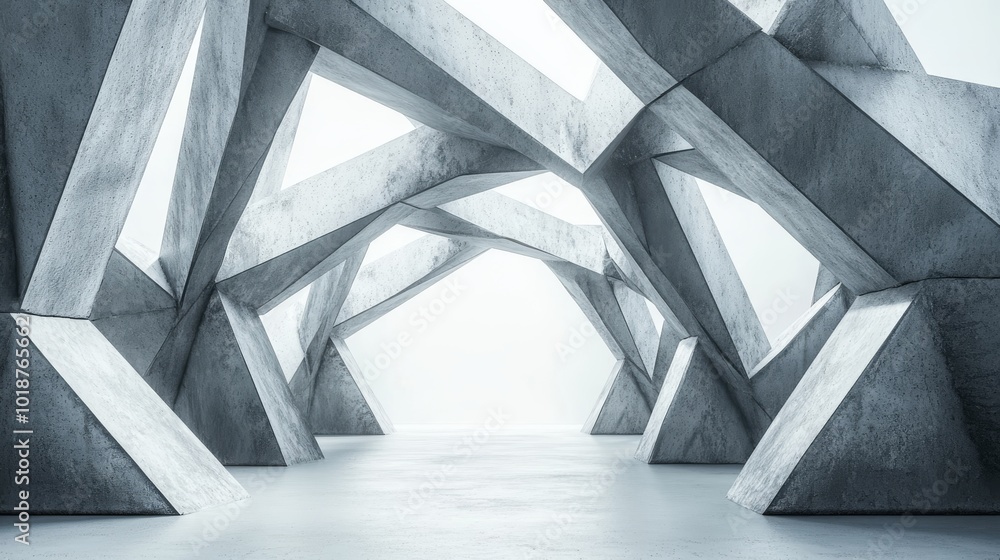 Abstract Concrete Structure with Triangular Elements Abstract Concrete Structure with Triangular Elements