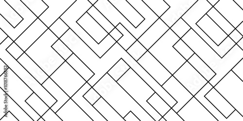 Abstract, monochrome, geometric template for web page, texture, map, poster, fabric, textile. Graphic repetitive black and white line design.