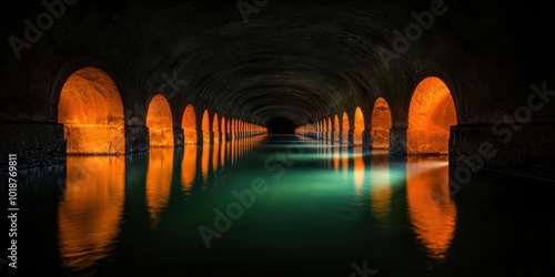 Water flowing through a maze of aqueducts in an ancient city, showcasing the engineering marvel of controlling water s power, ancient aqueduct, human harnessing water photo