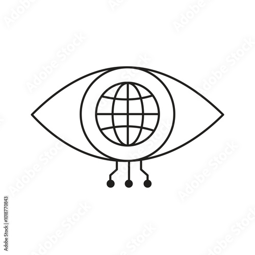 Global AI-Powered Eye for Visual Recognition Vector Icon Design, global technology, ystems, pattern recognition