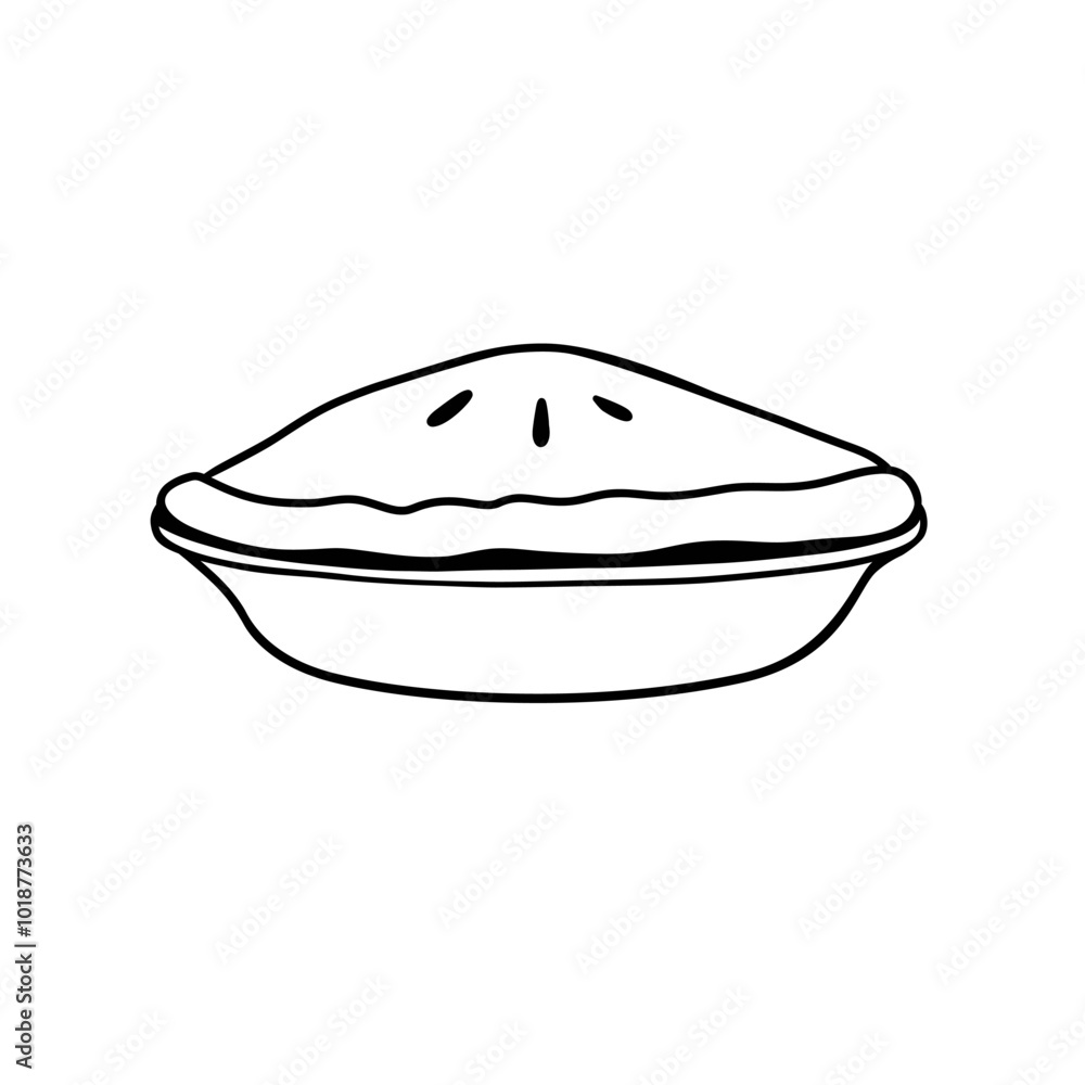 Pie vector doodle. Traditional american apple pie simple line art illustration Pie vector doodle. Traditional american apple pie simple line art illustration