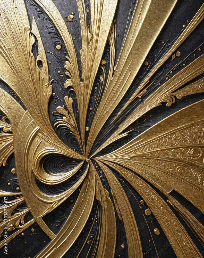 Oil painting . Abstract luxury art deco pattern, golden artistic background
