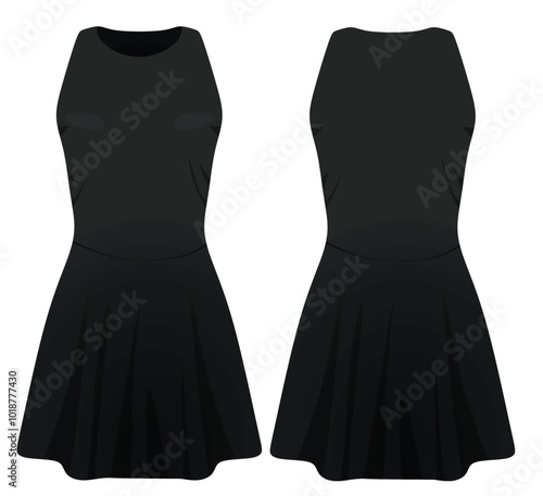 Black tennis dress. vector illustration