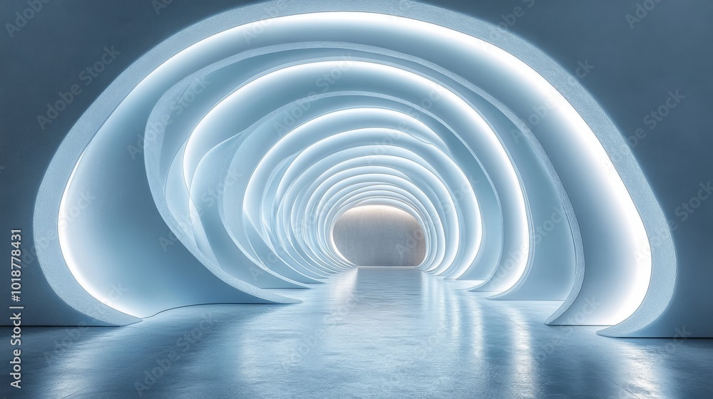 Fototapeta premium Abstract Tunnel of Interlocking Arcs with Glowing Edges