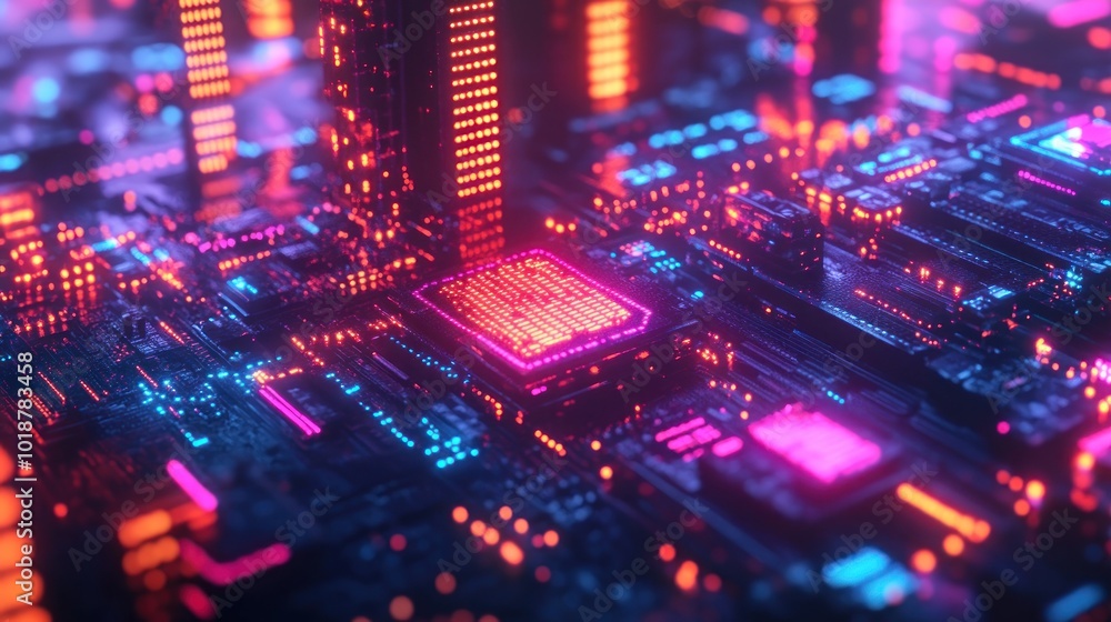 Neon Circuitry: A Futuristic Digital Landscape Neon Circuitry: A Futuristic Digital Landscape