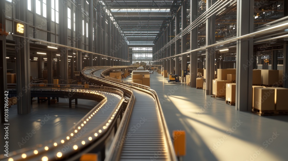 Conveyor Belt in a Warehouse