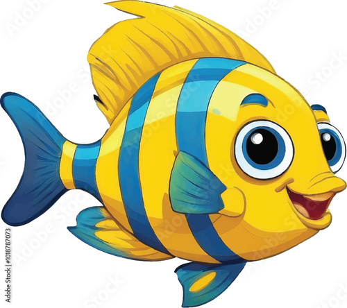 Cute Swimming Fish with Vibrant Colors on White