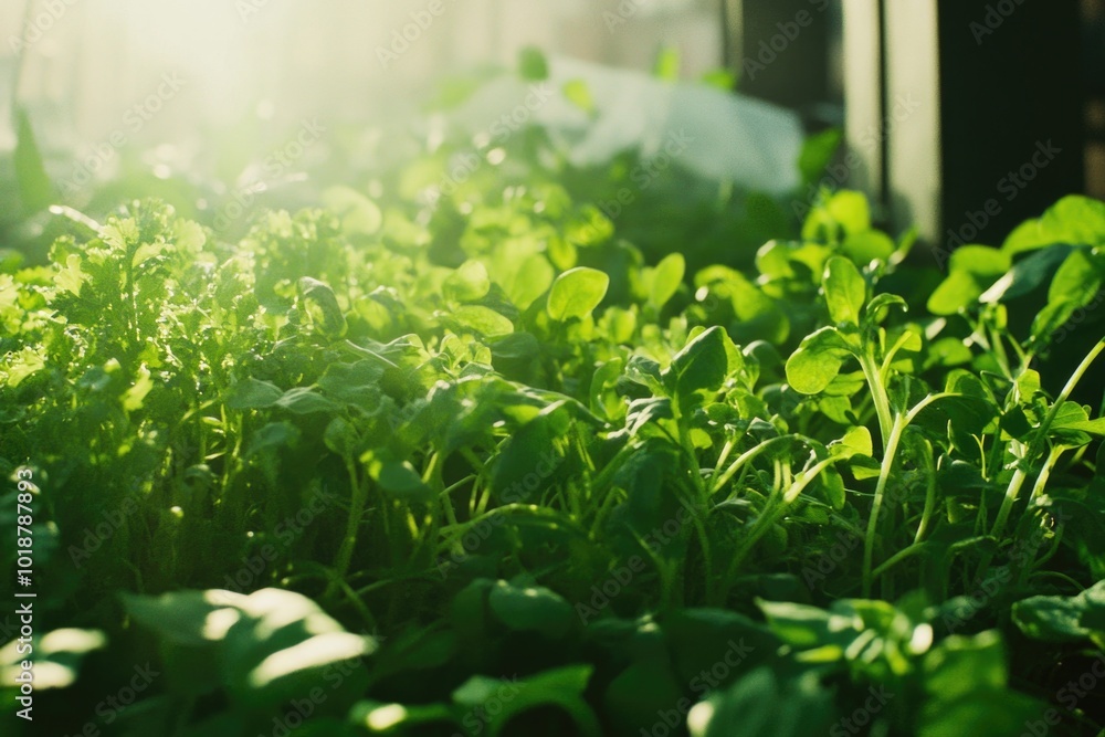 A close-up shot of multiple green plants, ideal for use in health and wellness content or as a decorative element A close-up shot of multiple green plants, ideal for use in health and wellness content or as a decorative element