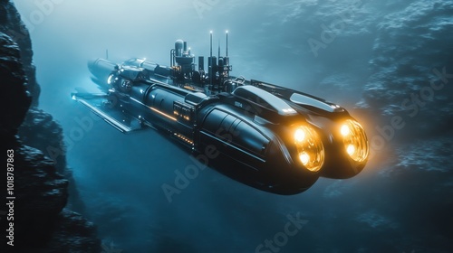 Futuristic Submarine Exploring the Depths