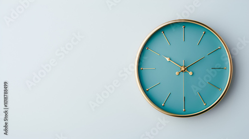 Wallpaper Mural large, simple wall clock on a fashionable pastel blue background Torontodigital.ca