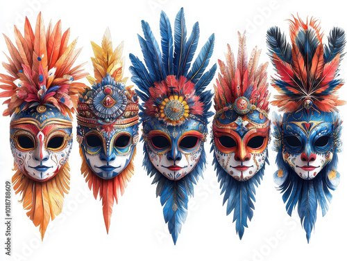 Creative Carnival party mask design templates illustrations to inspire DIY mask-making for the celebration