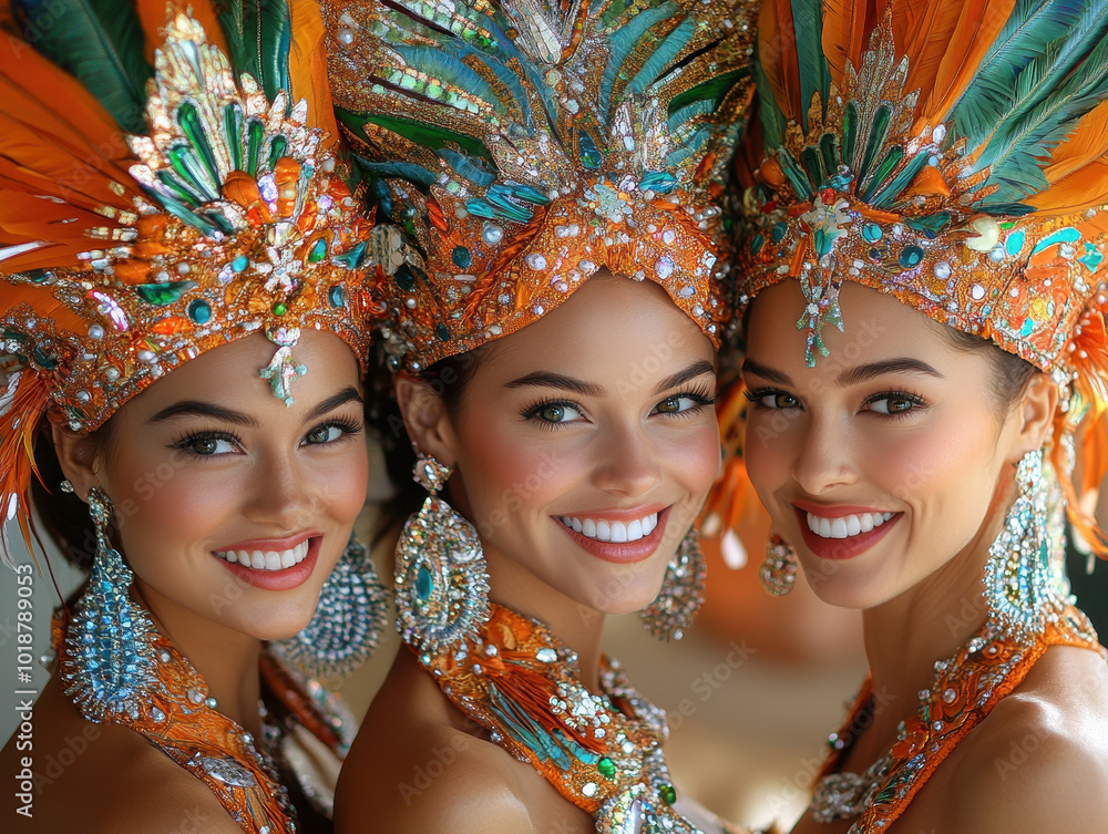 Obraz premium Creative Carnival party parade participant costumes images featuring elaborate and vibrant designs for parade goers