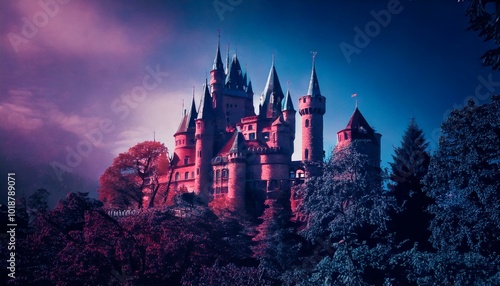 Wallpaper Mural um castelo mágico no estilo dark fantasy anos 80 Torontodigital.ca