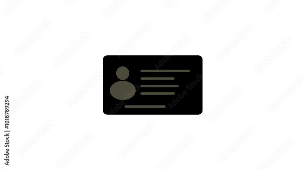 ID Card icon animation on the white background. Identification card outline icon. Driver's license Identification card symbol. ID Card icon animation on the white background. Identification card outline icon. Driver's license Identification card symbol.