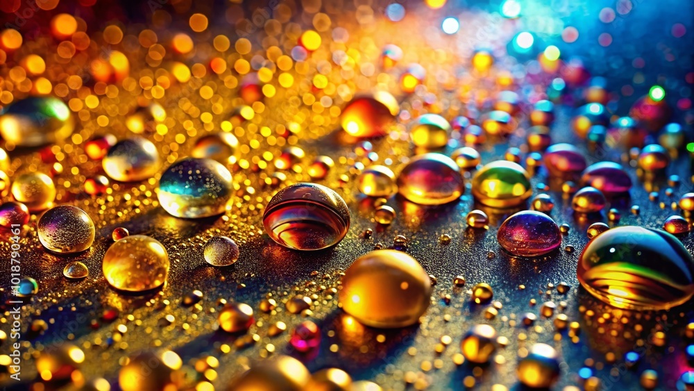 Golden Splash of Liquid Droplets Creating a Beautiful Abstract Background of Glimmering Light Effects Golden Splash of Liquid Droplets Creating a Beautiful Abstract Background of Glimmering Light Effects