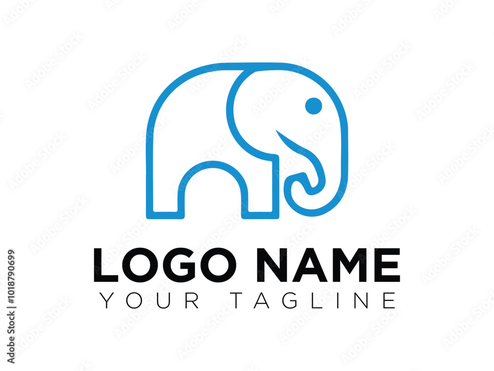 Obraz premium Minimalist Elephant Logo Design Modern Abstract Animal Symbol