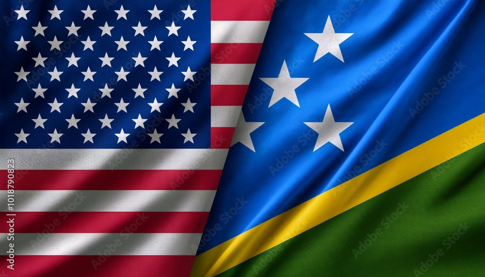 アメリカの国旗とソロモンの国旗(America flag & Solomon flag.)
