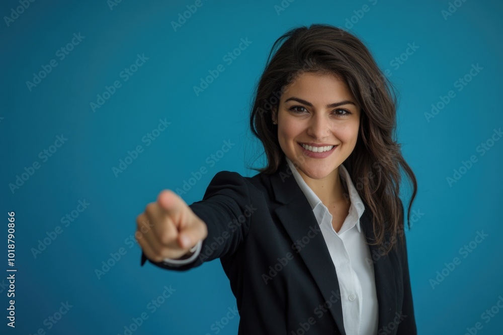 A woman in a business suit pointing at the camera, great for corporate or commercial use A woman in a business suit pointing at the camera, great for corporate or commercial use