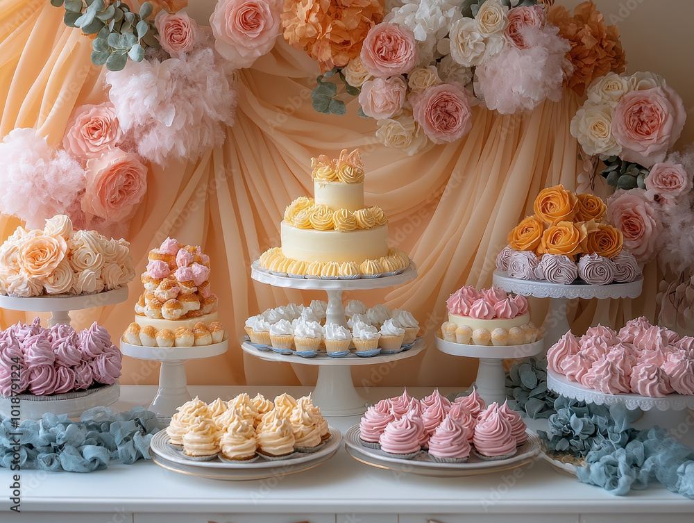 Elegant Carnival party dessert table setup photos featuring colorful and festive dessert arrangements Elegant Carnival party dessert table setup photos featuring colorful and festive dessert arrangements