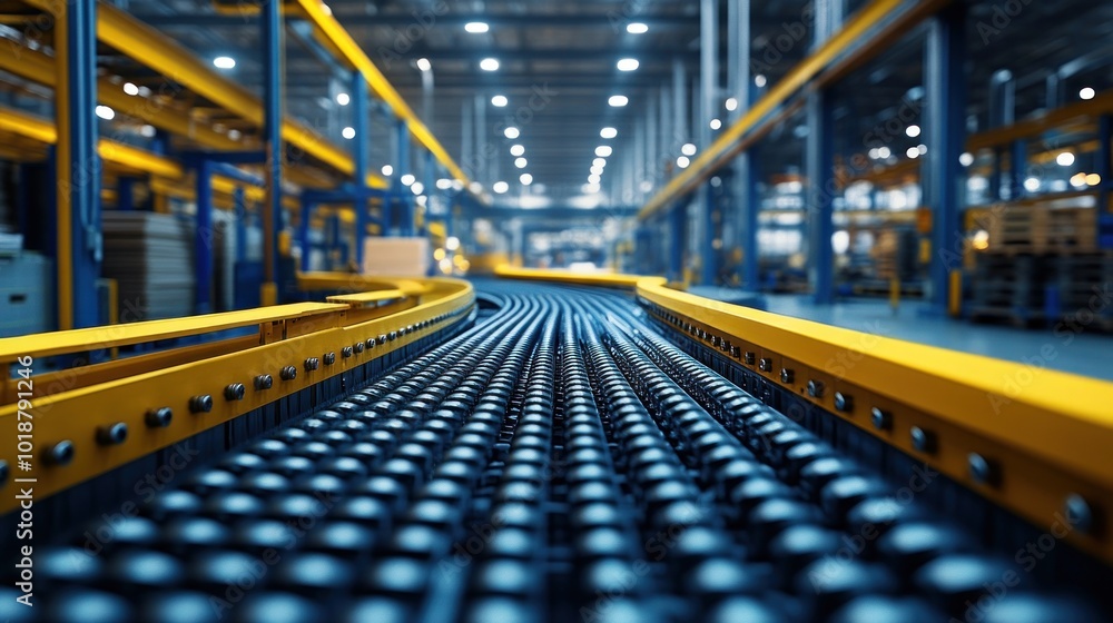 Fototapeta premium Conveyor Belt in a Warehouse