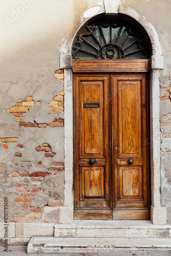 Wooden door in Rome, Italy photo