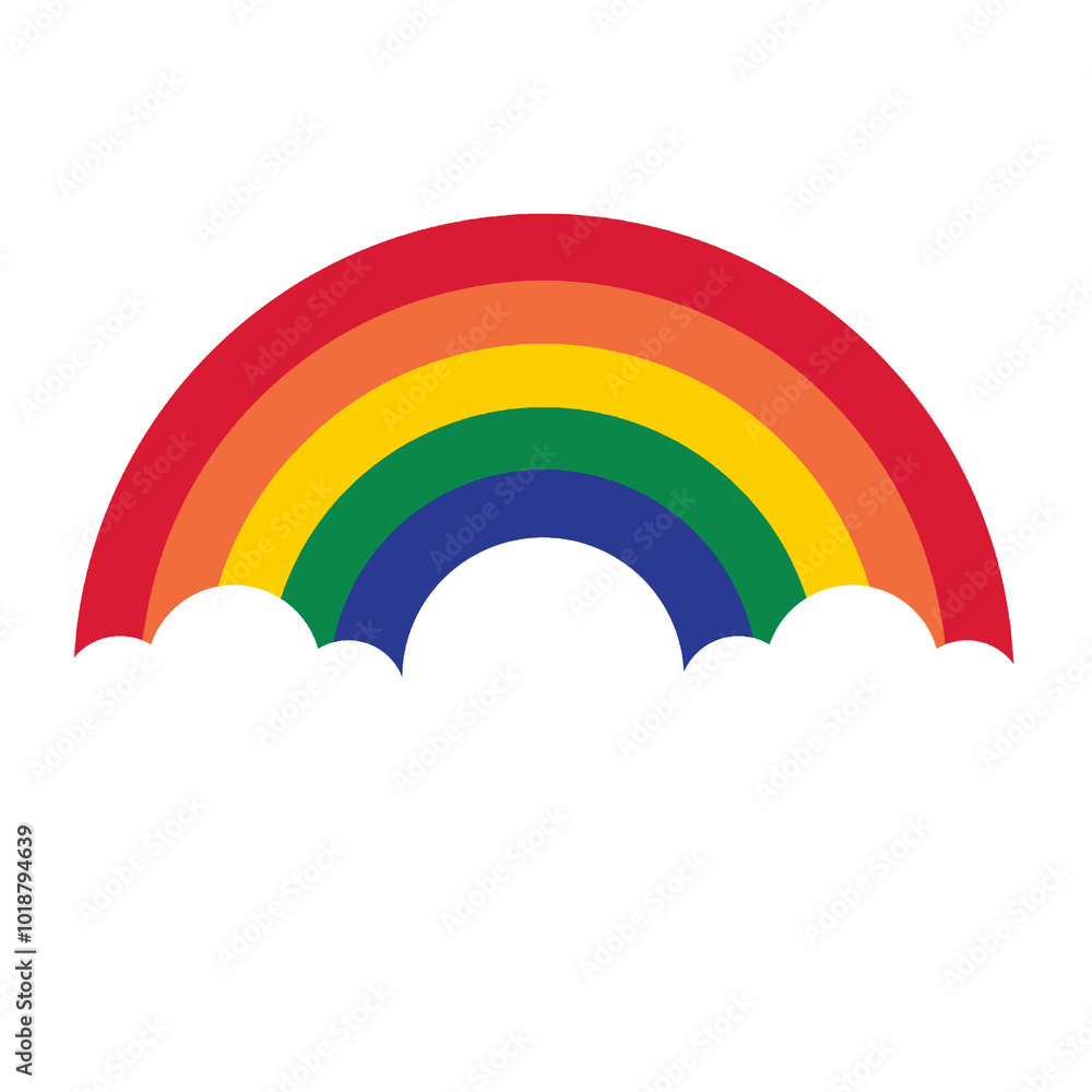 Rainbow and cloud icon. Rainbow striped Rainbow and cloud icon. Rainbow striped