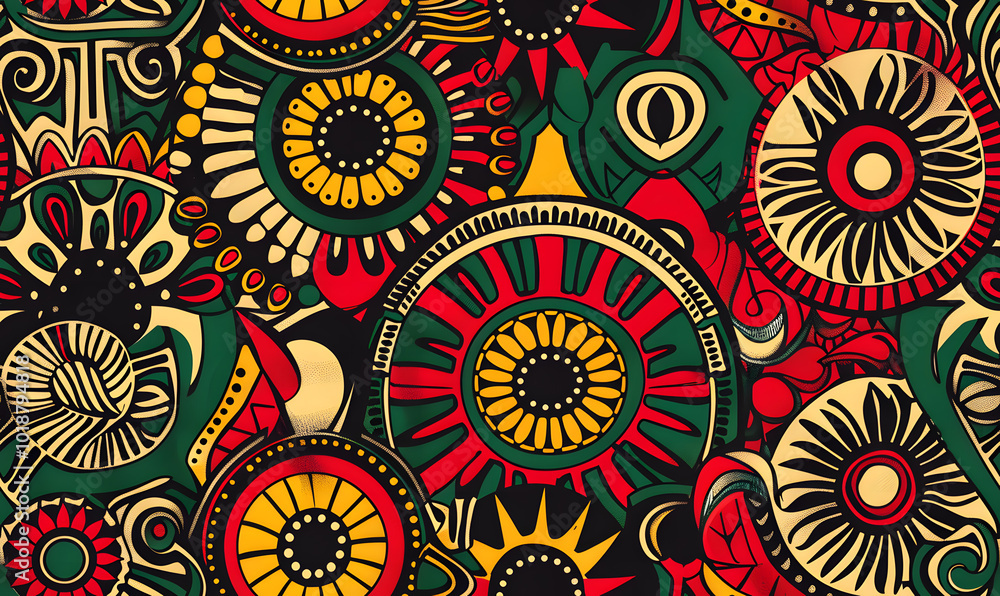 african tribal seamless geometric pattern with colorful shapes and intricate mandala designs african tribal seamless geometric pattern with colorful shapes and intricate mandala designs