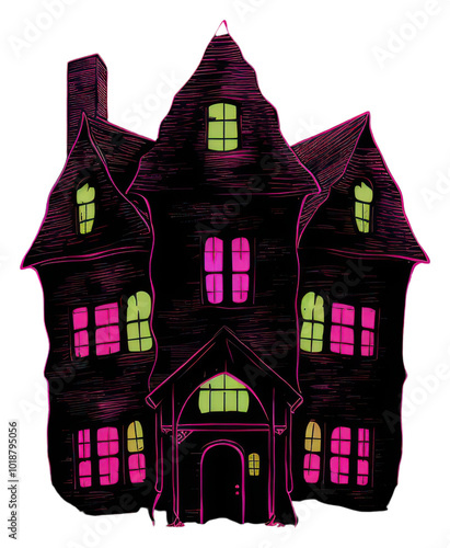 Spooky haunted house illustration photo