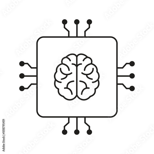 AI Neural Processing and Deep Learning Vector Icon DesignAI technology, neural brain, AI algorithms, brain simulation, AI systems