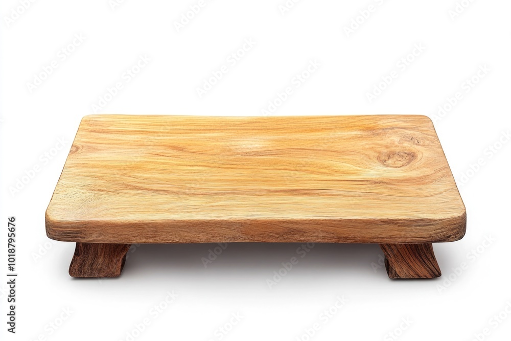 A wooden cutting board on a clean white surface, ideal for food preparation and cooking A wooden cutting board on a clean white surface, ideal for food preparation and cooking