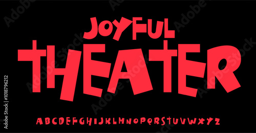 Playful joyful alphabet, chunky uneven letters, funny cartoon font for cheerful typographic, whimsical titles design, kid logos, quirky energetic headlines. Vector typeset