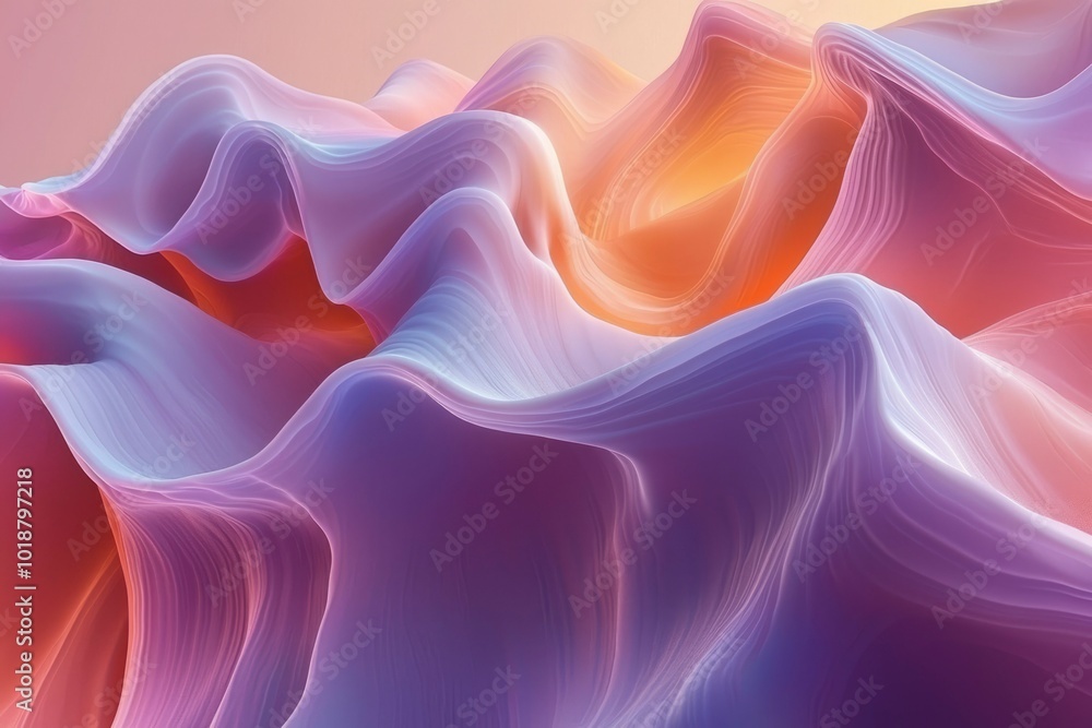 Obraz premium Abstract Wavy Pattern in Soft Purple and Orange Hues