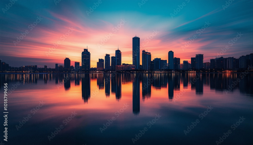 Fototapeta premium sunset over the city