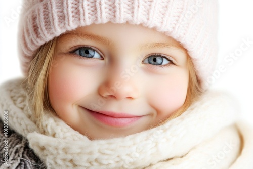 Winter hat portrait of a joyful little girl