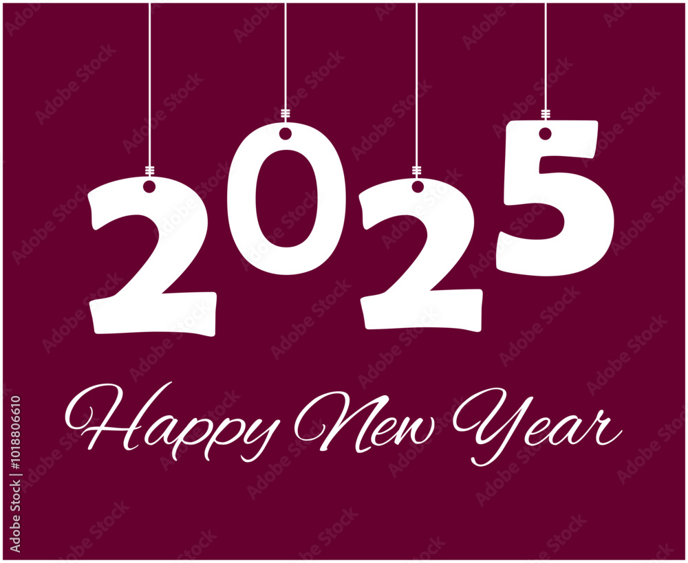 Happy New Year 2025 Design Festive Maroon And White Abstract Illustration Vector Happy New Year 2025 Design Festive Maroon And White Abstract Illustration Vector