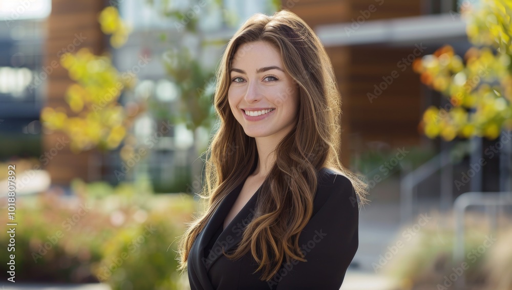 Smiling, professional female real estate agent in her late thirties with long brown hair, Professional services house move legal representative solicitor Smiling, professional female real estate agent in her late thirties with long brown hair, Professional services house move legal representative solicitor